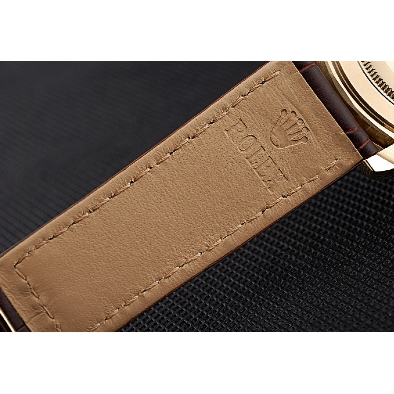 Good copy rolex watches 622633 Cosmograph Daytona Leather Bracelet White Case Gold Brown Dial Rolex 0817
